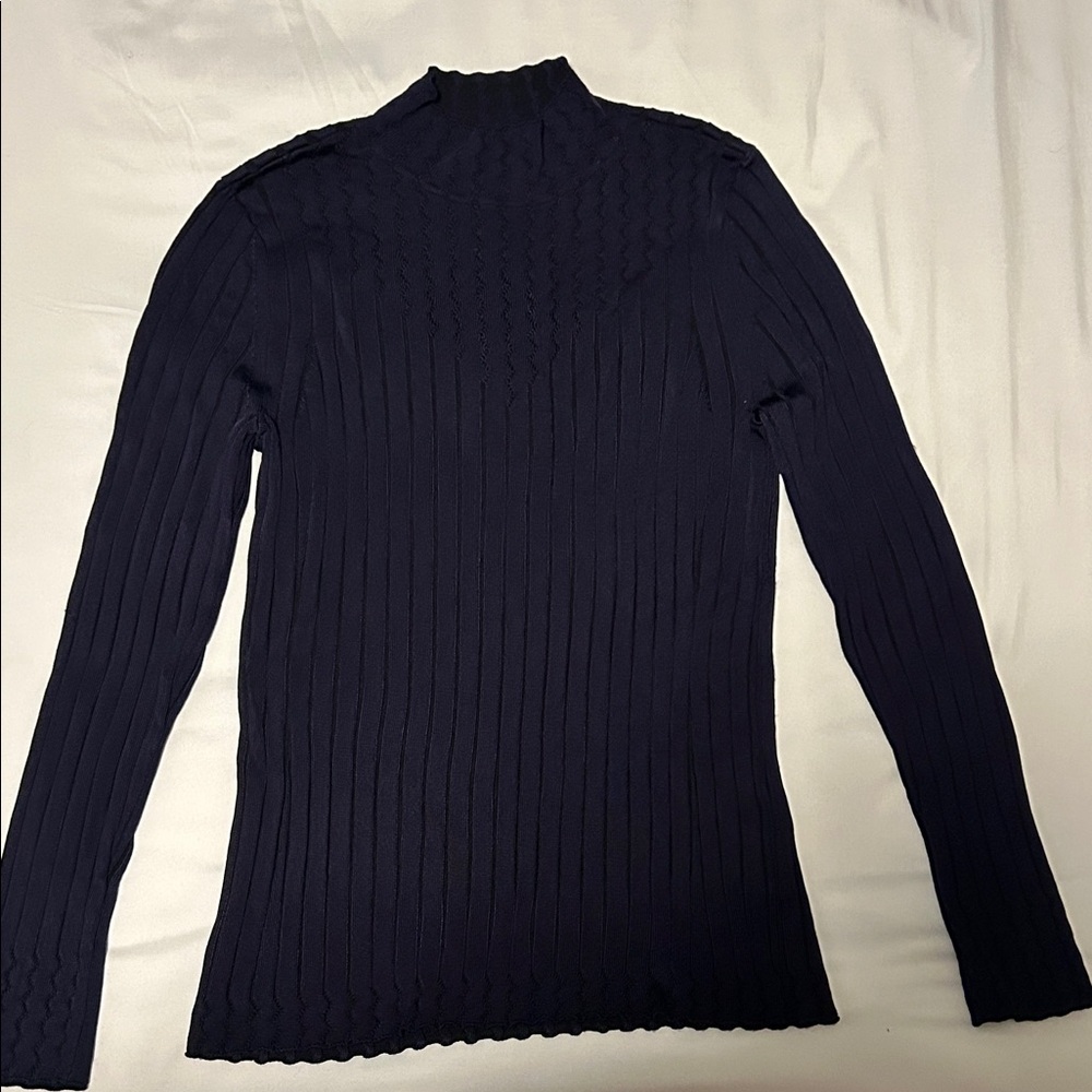 White House Black Market Navy Textured Sweater